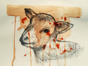 emiliano stella_agnello_lamb_carboncino_sangue_lamb_blood_charcoal_figurative_art_